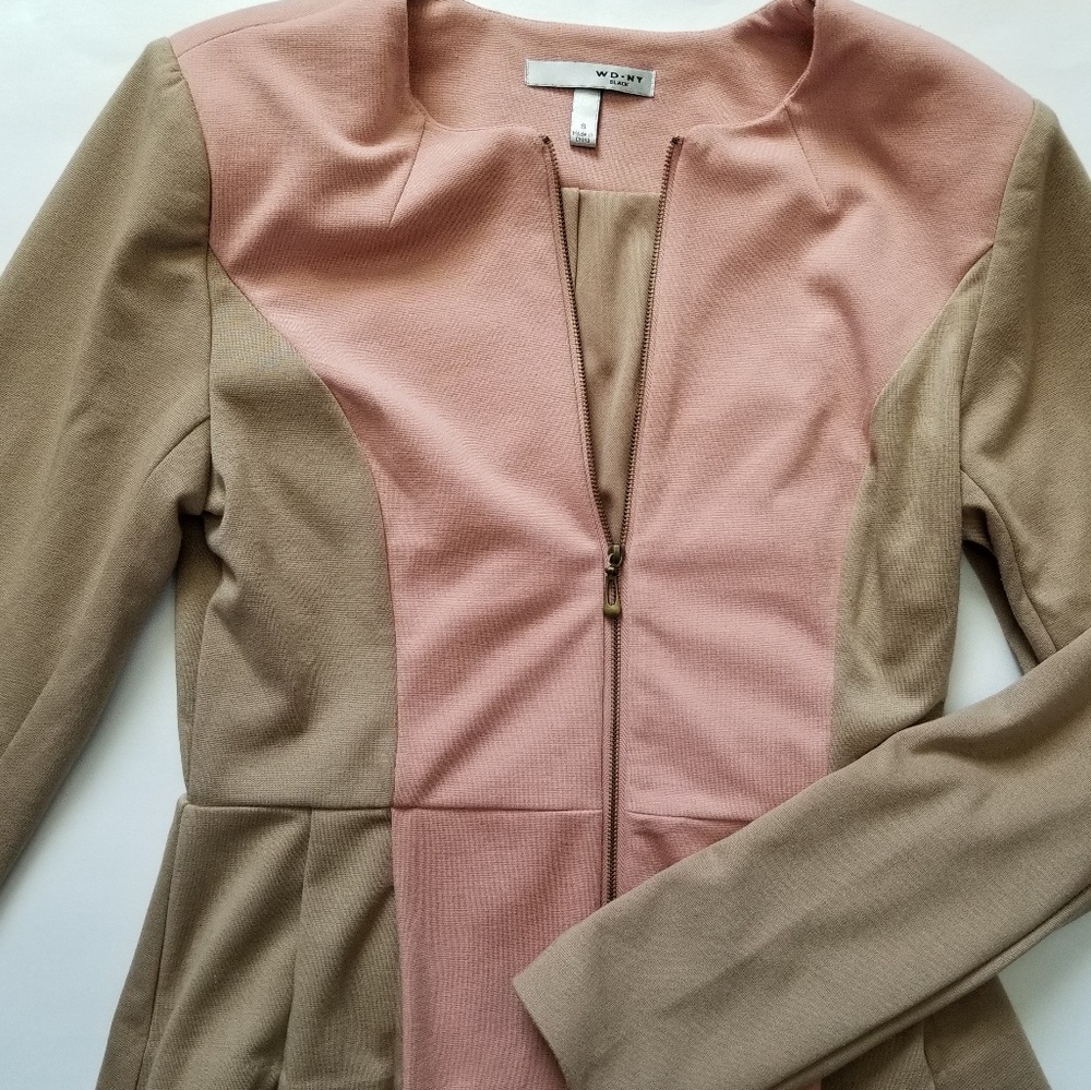 WD.NY Women's Zip Jacket Long Sleeve Pink & Tan, S